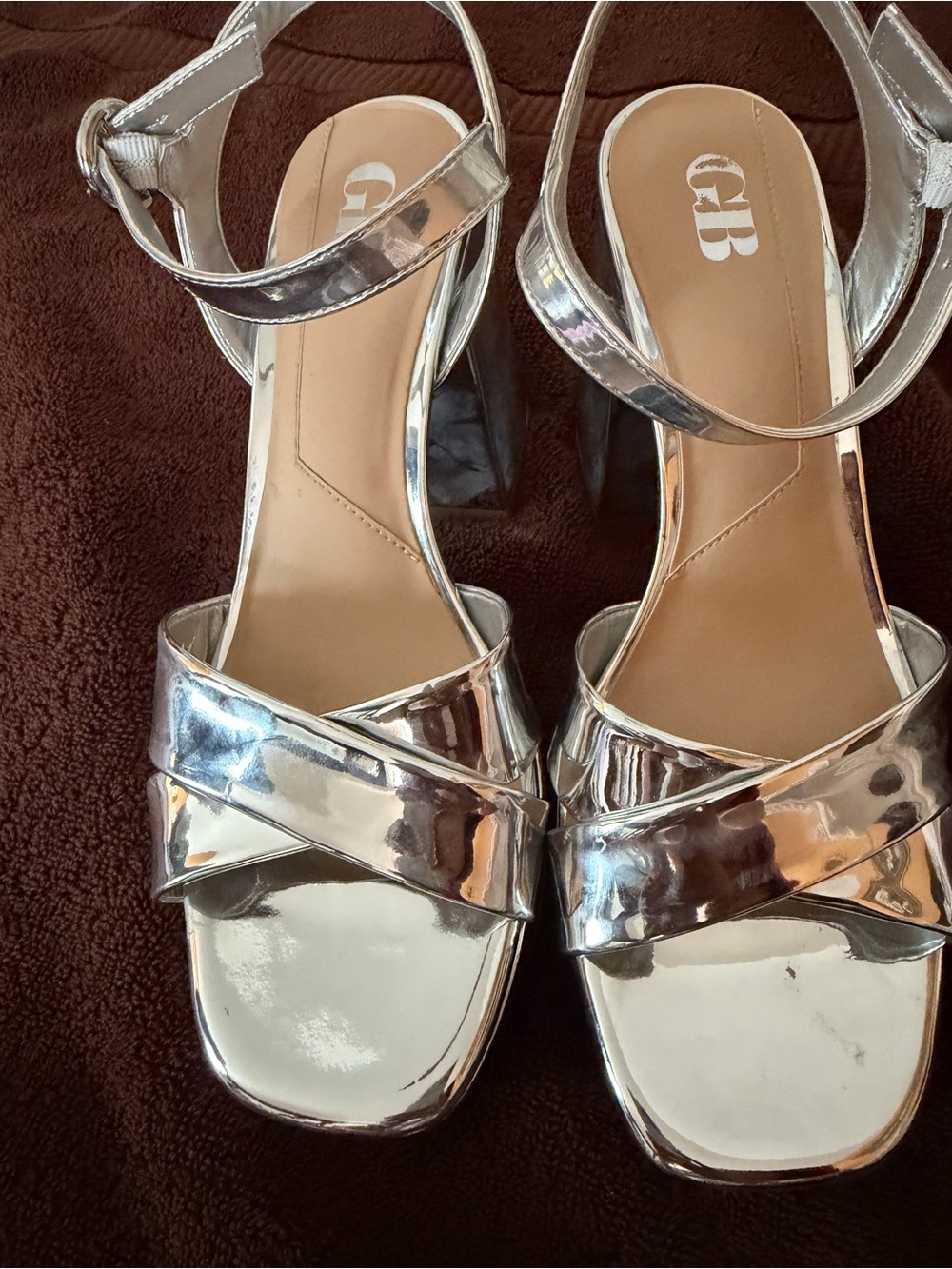 Gianni Bini Silver Metallic Crisscross Ankle Strap Sandals